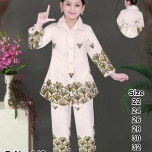 Girls' White Tunic and Pant Set