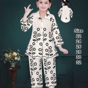 Girls' Black and White Floral Tunic and Pant Set