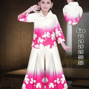 Girls' Pink and White Floral Tunic and Palazzo Set